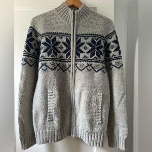 Old Navy gray fair isle zip-up sweater